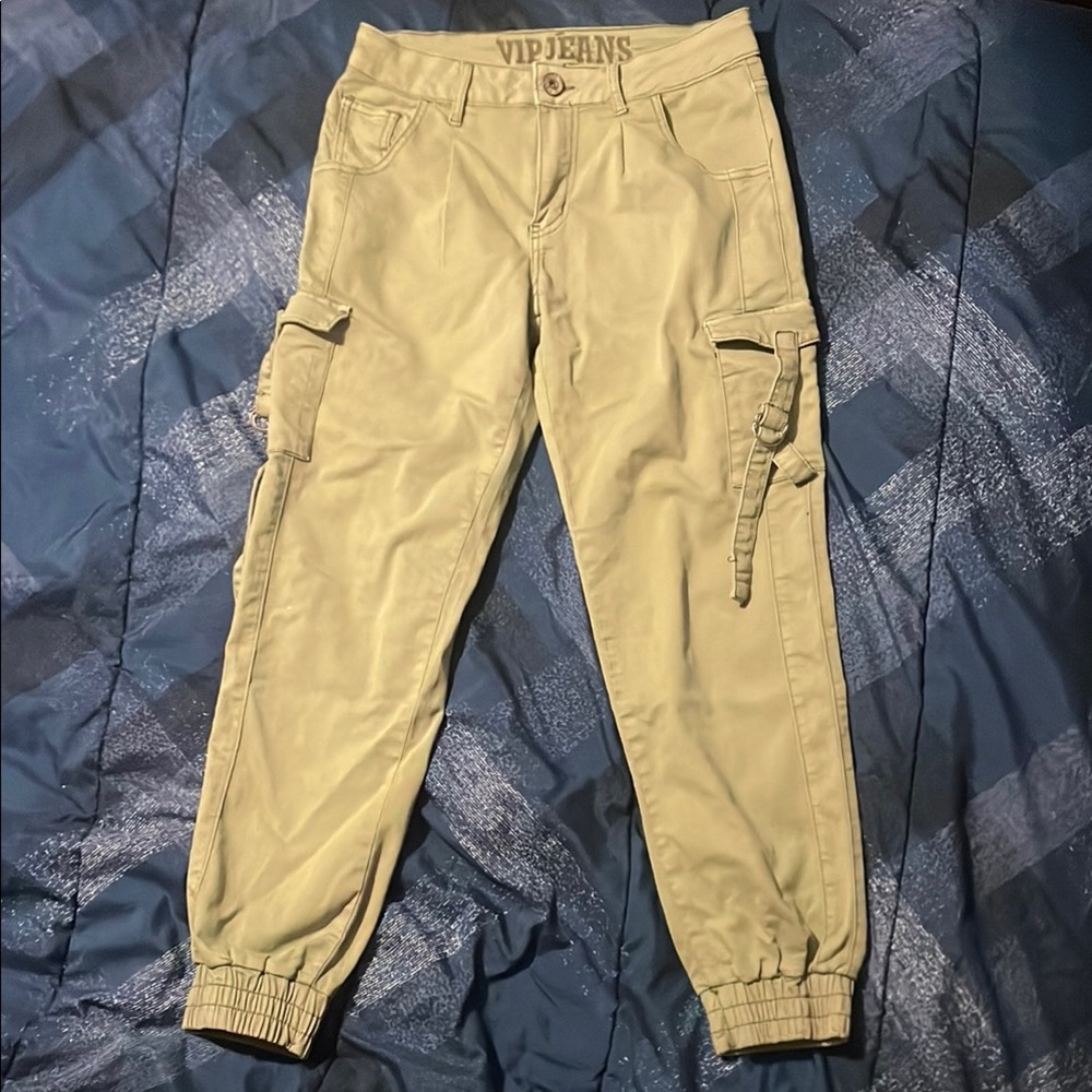 VIP Tan Cargo Pants with Elastic Cuffs